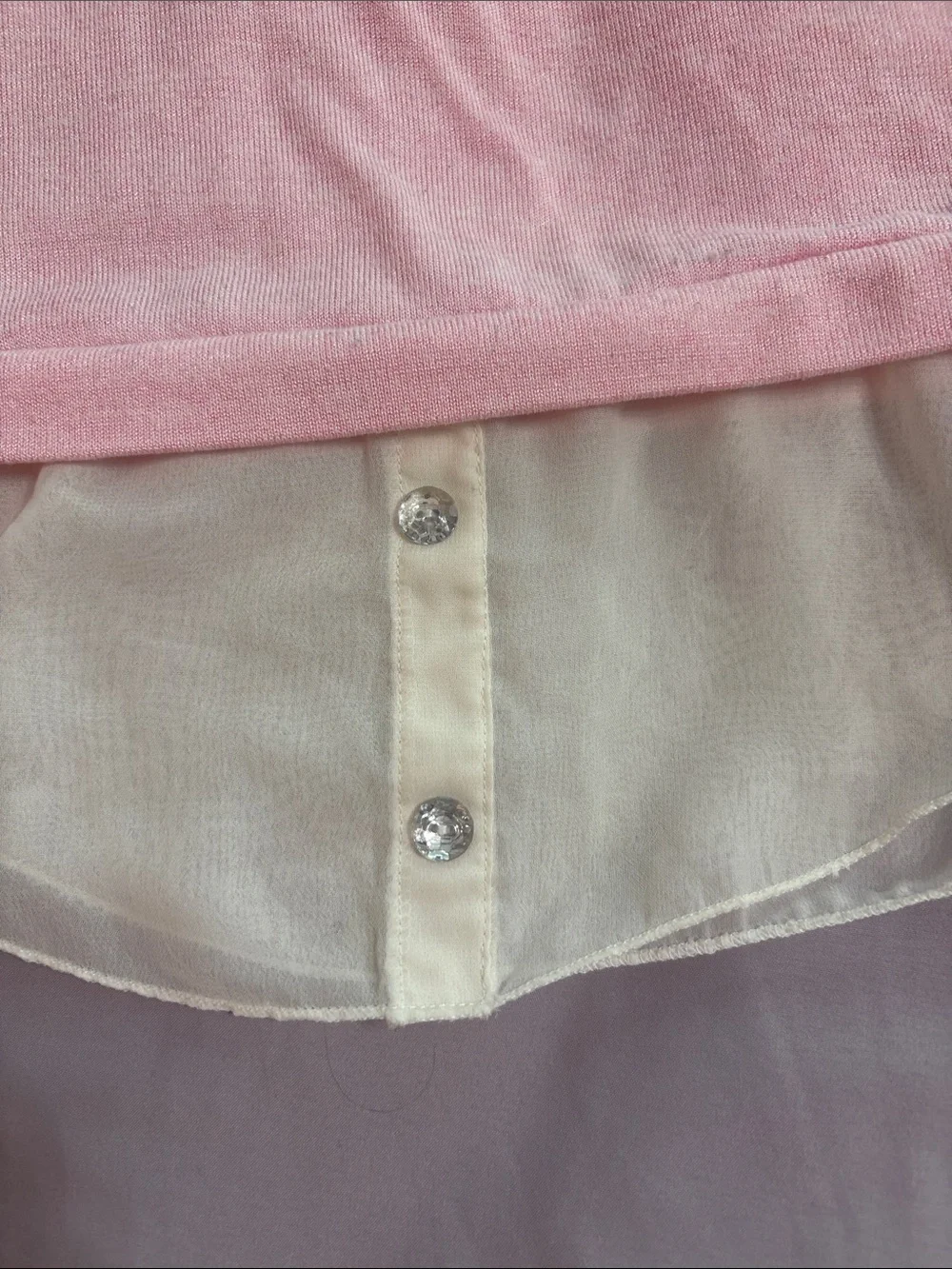 healthtex Pink Short-Sleeve Top with White Chiffon Hem and Navy Bow